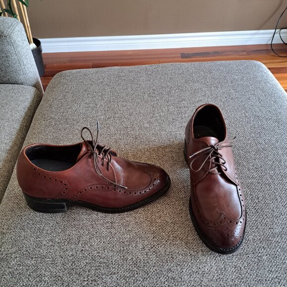 Vintage Cognac Brown Women's Real Leather Loafer Brogues -7.5 - EUC - Picture 1 of 5